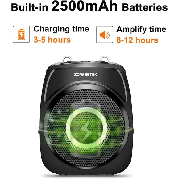 ZOWEETEK Voice Amplifier with Wireless Microphone Headset - New - Picture 3 of 9